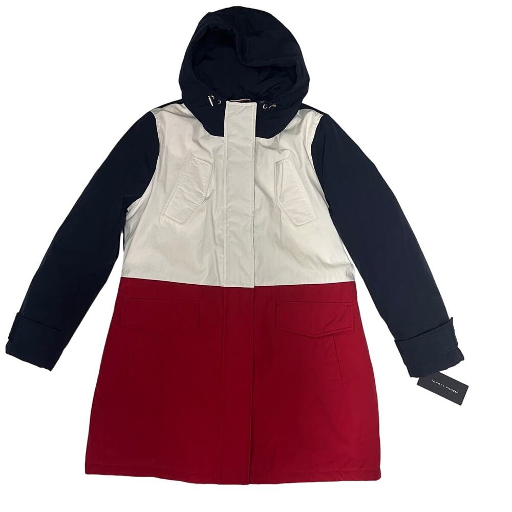 TOMMY HILFIGER Red & Blue Coat Size L NEW